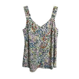 Cabi Tank Top Womens XS White Multi Floral Rotation V-Neck Shirred Straps 5917